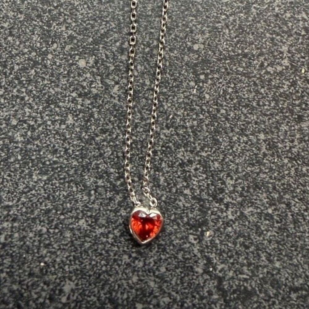 Red Heart Necklace Sterling Silver 10.5 Inch Chain Dainty Love Romantic